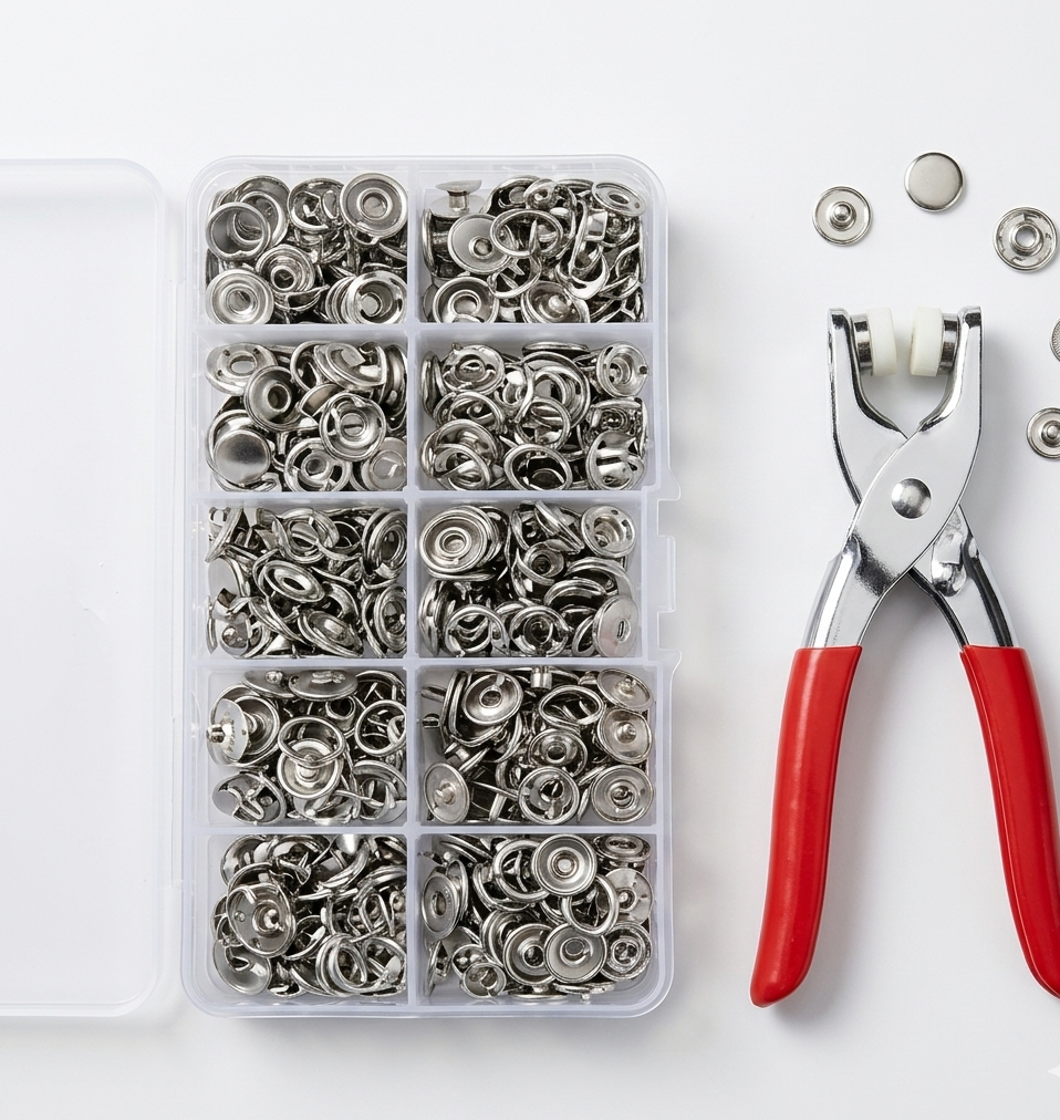 200pcs 12mm Ring Prong Snap Button Kit with Fastener Plier Tool