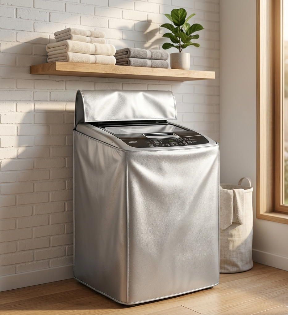 Silver Metallic Washing Machine Cover (Top-Loading Protector)