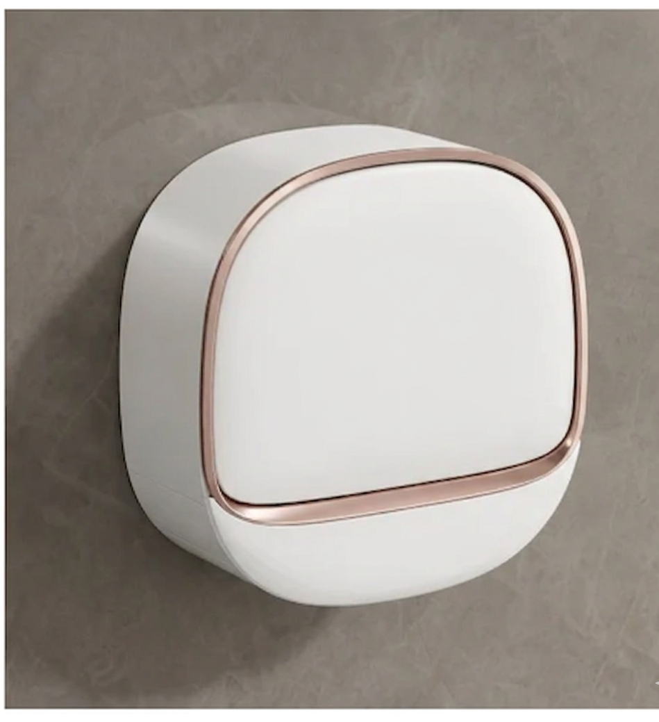"Elegant Draining Soap Box - Rose Gold & White Wall-Mount Holder with Dropdown Tray"